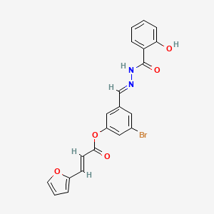 molecular formula C21H15BrN2O5 B1241819 [3-bromo-5-[(E)-[(2-hydroxybenzoyl)hydrazinylidene]methyl]phenyl] (E)-3-(furan-2-yl)prop-2-enoate 