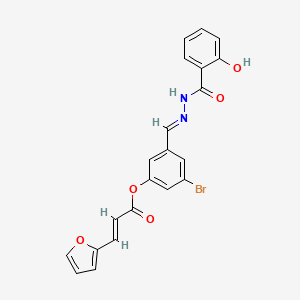 molecular formula C21H15BrN2O5 B1241819 3-Furan-2-yl-acrylic acid 3-bromo-5-[(2-hydroxy-benzoyl)-hydrazonomethyl]-phenyl ester 