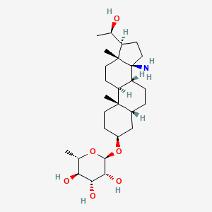 (2R,3R,4R,5R,6S)-2-[[(3S,5R,8R,9S,10S,13R,14S,17S)-14-amino-17-[(1R)-1-hydroxyethyl]-10,13-dimethyl-1,2,3,4,5,6,7,8,9,11,12,15,16,17-tetradecahydrocyclopenta[a]phenanthren-3-yl]oxy]-6-methyloxane-3,4,5-triol