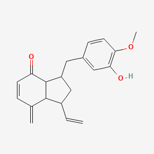 molecular formula C20H22O3 B1241841 1-ethenyl-3-[(3-hydroxy-4-methoxyphenyl)methyl]-7-methylidene-2,3,3a,7a-tetrahydro-1H-inden-4-one 