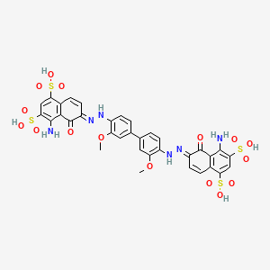 molecular formula C34H28N6O16S4 B1241879 (6E)-4-amino-6-[[4-[4-[(2E)-2-(8-amino-1-oxo-5,7-disulfonaphthalen-2-ylidene)hydrazinyl]-3-methoxyphenyl]-2-methoxyphenyl]hydrazinylidene]-5-oxonaphthalene-1,3-disulfonic acid 