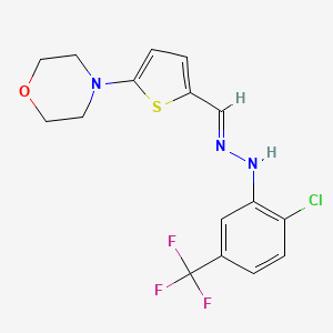 molecular formula C16H15ClF3N3OS B1241881 2-chloro-N-[(E)-(5-morpholin-4-ylthiophen-2-yl)methylideneamino]-5-(trifluoromethyl)aniline 