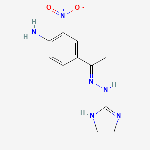 molecular formula C11H14N6O2 B1241882 4-{1-[(4,5-Dihydro-1H-imidazol-2-yl)-hydrazono]-ethyl}-2-nitro-phenylamine 