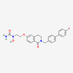 molecular formula C25H24FN3O4 B1241884 2-(4'-fluoro-4-biphenylylmethyl)-6-[2-(N-aminocarbonyl-N-hydroxyamino)-ethoxy]-1-oxo-1,2,3,4-tetrahydroisoquinoline 