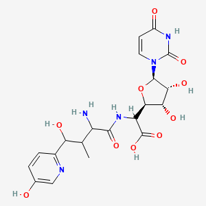 2-[[2-amino-4-hydroxy-4-(5-hydroxypyridin-2-yl)-3-methylbutanoyl]amino]-2-[(2R,3S,4R,5R)-5-(2,4-dioxopyrimidin-1-yl)-3,4-dihydroxyoxolan-2-yl]acetic acid