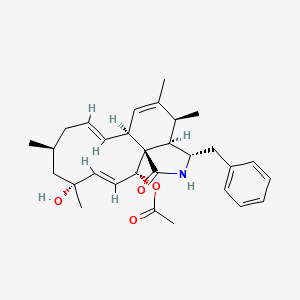 molecular formula C30H39NO4 B1241887 [(1S,2R,3E,5R,7S,9E,11S,14S,15R,16S)-16-benzyl-5-hydroxy-5,7,13,14-tetramethyl-18-oxo-17-azatricyclo[9.7.0.01,15]octadeca-3,9,12-trien-2-yl] acetate 