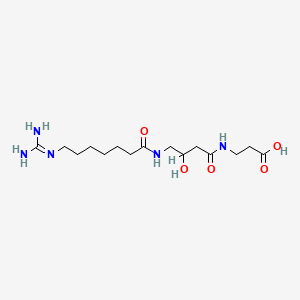molecular formula C15H29N5O5 B1241891 3-[[4-[7-(Diaminomethylideneamino)heptanoylamino]-3-hydroxybutanoyl]amino]propanoic acid 