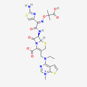 (6R,7R)-7-[[(2E)-2-(2-Amino-1,3-thiazol-4-yl)-2-(2-carboxypropan-2-yloxyimino)acetyl]amino]-3-[[ethyl-(1-methylthieno[2,3-d]pyrimidin-1-ium-4-yl)amino]methyl]-8-oxo-5-thia-1-azabicyclo[4.2.0]oct-2-ene-2-carboxylate