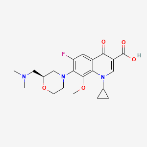 molecular formula C21H26FN3O5 B1241912 1-cyclopropyl-7-[(2S)-2-[(dimethylamino)methyl]morpholin-4-yl]-6-fluoro-8-methoxy-4-oxoquinoline-3-carboxylic acid 