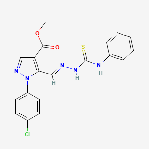 molecular formula C19H16ClN5O2S B1241936 methyl 1-(4-chlorophenyl)-5-[(E)-(phenylcarbamothioylhydrazinylidene)methyl]pyrazole-4-carboxylate 
