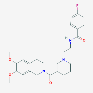 molecular formula C26H32FN3O4 B1241951 N-[2-[3-(6,7-dimethoxy-3,4-dihydro-1H-isoquinoline-2-carbonyl)piperidin-1-yl]ethyl]-4-fluorobenzamide CAS No. 312752-85-5