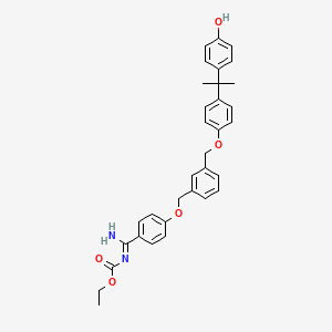 molecular formula C33H34N2O5 B1241953 ethyl (NZ)-N-[amino-[4-[[3-[[4-[2-(4-hydroxyphenyl)propan-2-yl]phenoxy]methyl]phenyl]methoxy]phenyl]methylidene]carbamate 