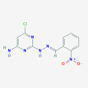 molecular formula C11H9ClN6O2 B1241965 6-氯-2-[N'-(2-硝基-苯亚甲基)-肼基]-嘧啶-4-胺 