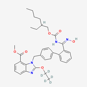 molecular formula C34H40N4O6 B12419779 methyl 3-[[4-[2-[(E)-N-(2-ethylhexoxycarbonyl)-N'-hydroxycarbamimidoyl]phenyl]phenyl]methyl]-2-(1,1,2,2,2-pentadeuterioethoxy)benzimidazole-4-carboxylate 