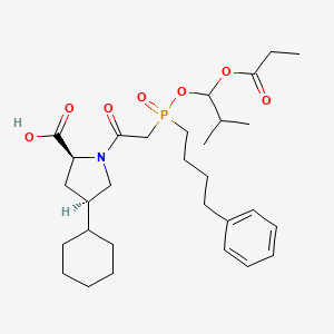 L-Proline, 4-cyclohexyl-1-[2-[(R)-[(1S)-2-methyl-1-(1-oxopropoxy)propoxy](4-phenylbutyl)phosphinyl]acetyl]-, (4S)-