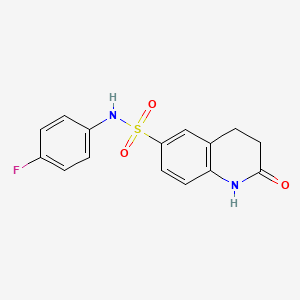 molecular formula C15H13FN2O3S B1241983 N-(4-fluorophenyl)-2-oxo-3,4-dihydro-1H-quinoline-6-sulfonamide 