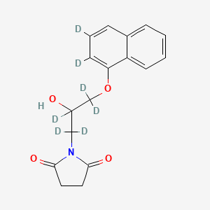 molecular formula C17H17NO4 B12419998 1-[2-Hydroxy-3-(1-naphthalenyloxy)propyl]-2,5-pyrrolidinedione-d7 