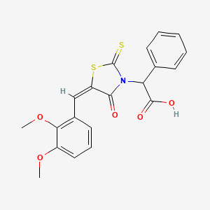 2-[(5E)-5-[(2,3-dimethoxyphenyl)methylidene]-4-oxo-2-sulfanylidene-1,3-thiazolidin-3-yl]-2-phenylacetic acid