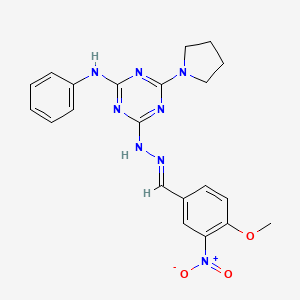 4-Methoxy-3-nitrobenzaldehyde (4-anilino-6-pyrrolidin-1-yl-1,3,5-triazin-2-yl)hydrazone