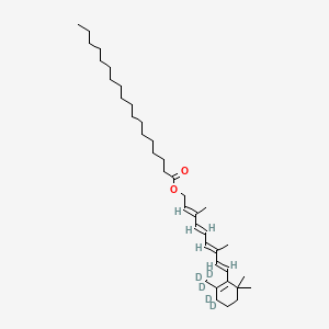molecular formula C38H64O2 B12420682 [(2E,4E,6E,8E)-9-[3,3-dideuterio-6,6-dimethyl-2-(trideuteriomethyl)cyclohexen-1-yl]-3,7-dimethylnona-2,4,6,8-tetraenyl] octadecanoate 