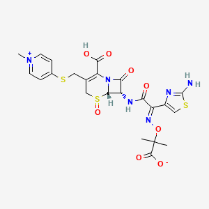 2-[(E)-[1-(2-amino-1,3-thiazol-4-yl)-2-[[(6S,7S)-2-carboxy-3-[(1-methylpyridin-1-ium-4-yl)sulfanylmethyl]-5,8-dioxo-5lambda4-thia-1-azabicyclo[4.2.0]oct-2-en-7-yl]amino]-2-oxoethylidene]amino]oxy-2-methylpropanoate