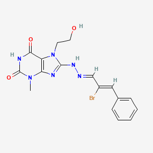 8-{(2E)-2-[(2Z)-2-bromo-3-phenylprop-2-en-1-ylidene]hydrazinyl}-6-hydroxy-7-(2-hydroxyethyl)-3-methyl-3,7-dihydro-2H-purin-2-one