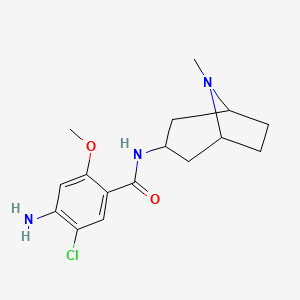 molecular formula C16H22ClN3O2 B1242097 Benzamide, 4-amino-5-chloro-2-methoxy-N-(8-methyl-8-azabicyclo(3.2.1)oct-3-yl)-, endo- CAS No. 76272-78-1