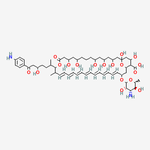(19E,21E,23Z,25Z,27E,29E,31E)-33-[(3S,4S,5S,6R)-4-amino-3,5-dihydroxy-6-methyloxan-2-yl]oxy-17-[7-(4-aminophenyl)-5-hydroxy-7-oxoheptan-2-yl]-1,3,5,7,11,13,37-heptahydroxy-18-methyl-15-oxo-16,39-dioxabicyclo[33.3.1]nonatriaconta-19,21,23,25,27,29,31-heptaene-36-carboxylic acid