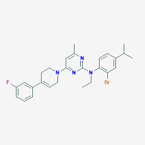 molecular formula C27H30BrFN4 B1242148 N-(2-bromo-4-propan-2-ylphenyl)-N-ethyl-4-[4-(3-fluorophenyl)-3,6-dihydro-2H-pyridin-1-yl]-6-methylpyrimidin-2-amine 