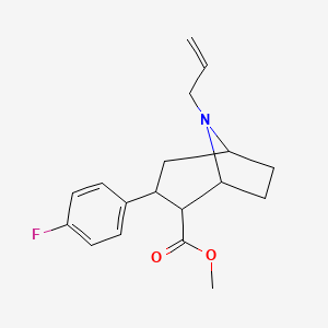 molecular formula C18H22FNO2 B1242151 8-Azabicyclo[3.2.1]octane-2-carboxylic acid, 3-(4-fluorophenyl)-8-(2-propenyl)-, methyl ester, [1R-(exo,exo)]- 
