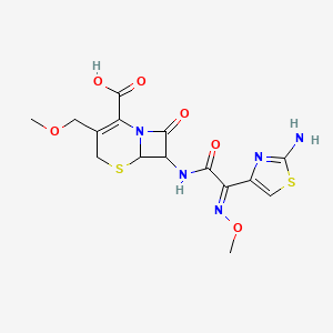 molecular formula C15H17N5O6S2 B1242158 7-[[(2E)-2-(2-aminothiazol-4-yl)-2-methoxyimino-acetyl]amino]-3-(methoxymethyl)-8-oxo-5-thia-1-azabicyclo[4.2.0]oct-2-ene-2-carboxylic acid 