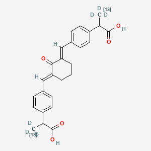 molecular formula C26H26O5 B12421639 Pelubiprofen impurity 2-13C2,d6 