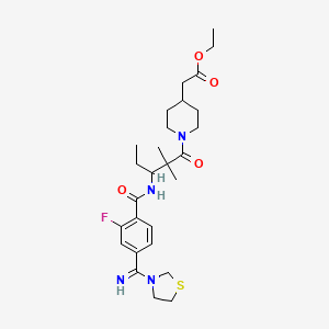 (1-{3-[2-Fluoro-4-(imino-thiazolidin-3-yl-methyl)-benzoylamino]-2,2-dimethyl-pentanoyl}-piperidin-4-yl)-acetic acid ethyl ester