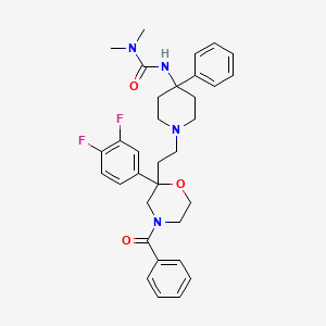 3-[1-[2-[4-Benzoyl-2-(3,4-difluorophenyl)morpholin-2-yl]ethyl]-4-phenylpiperidin-4-yl]-1,1-dimethylurea