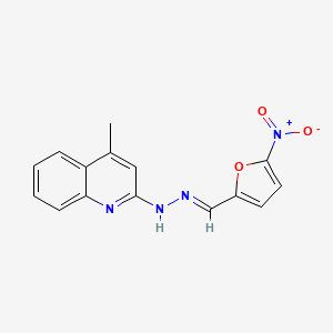 molecular formula C15H12N4O3 B1242198 4-Methyl-N-[(E)-(5-nitrofuran-2-yl)methylideneamino]quinolin-2-amine 