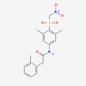 molecular formula C18H20N2O5S B1242201 N-[3,5-dimethyl-4-(nitromethylsulfonyl)phenyl]-2-(2-methylphenyl)acetamide 