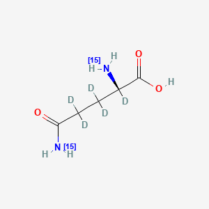 molecular formula C5H10N2O3 B12422415 L-Glutamine-15N2,d5 