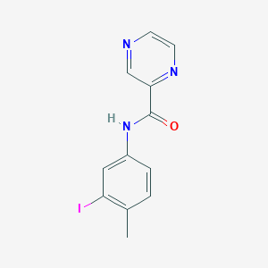 molecular formula C12H10IN3O B1242251 N-(3-iodo-4-methylphenyl)pyrazine-2-carboxamide 