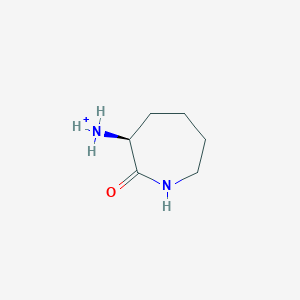 molecular formula C6H13N2O+ B1242262 L-2-ammoniohexano-6-lactam 
