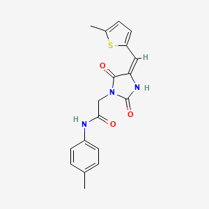 molecular formula C18H17N3O3S B1242269 N-(4-methylphenyl)-2-[(4E)-4-[(5-methylthiophen-2-yl)methylidene]-2,5-dioxoimidazolidin-1-yl]acetamide 