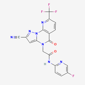 molecular formula C18H9F4N7O2 B12422709 P2X3 antagonist 37 