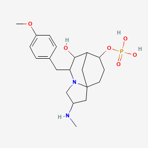 molecular formula C20H31N2O6P B1242278 [7-Hydroxy-6-[(4-methoxyphenyl)methyl]-3-(methylamino)-5-azatricyclo[6.3.1.01,5]dodecan-9-yl] dihydrogen phosphate 