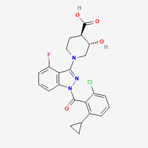 molecular formula C23H21ClFN3O4 B12422918 (3S,4R)-1-[1-(2-chloro-6-cyclopropylbenzene-1-carbonyl)-4-fluoro-1H-indazol-3-yl]-3-hydroxypiperidine-4-carboxylic acid 