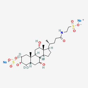 molecular formula C26H43NNa2O10S2 B12422961 disodium;2-[[(4R)-4-[(3R,5R,7R,8R,9S,10S,12S,13R,14S,17R)-2,2,4,4-tetradeuterio-7,12-dihydroxy-10,13-dimethyl-3-sulfonatooxy-3,5,6,7,8,9,11,12,14,15,16,17-dodecahydro-1H-cyclopenta[a]phenanthren-17-yl]pentanoyl]amino]ethanesulfonate 
