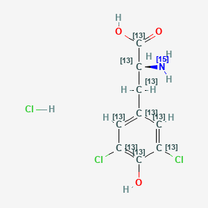 molecular formula C9H10Cl3NO3 B12423070 (2S)-2-(15N)azanyl-3-(3,5-dichloro-4-hydroxy(1,2,3,4,5,6-13C6)cyclohexa-1,3,5-trien-1-yl)(1,2,3-13C3)propanoic acid;hydrochloride 