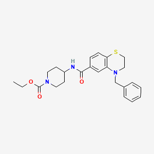 molecular formula C24H29N3O3S B1242341 4-[[Oxo-[4-(phenylmethyl)-2,3-dihydro-1,4-benzothiazin-6-yl]methyl]amino]-1-piperidinecarboxylic acid ethyl ester 