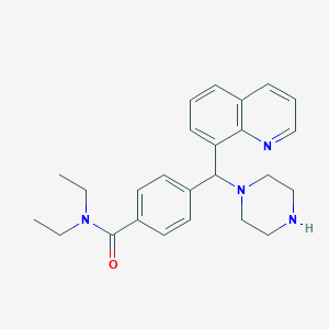 molecular formula C25H30N4O B1242354 N,N-Diethyl-4-[piperazino(8-quinolyl)methyl]benzamide 