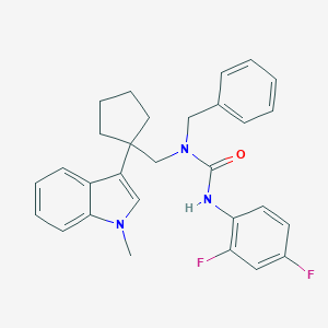 molecular formula C29H29F2N3O B124236 Urea, N'-(2,4-difluorophenyl)-N-((1-(1-methyl-1H-indol-3-yl)cyclopentyl)methyl)-N-(phenylmethyl)- CAS No. 145131-57-3