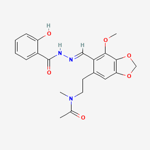 molecular formula C21H23N3O6 B1242377 N-(2-{6-[(2-Hydroxy-benzoyl)-hydrazonomethyl]-7-methoxy-benzo[1,3]dioxol-5-yl}-ethyl)-N-methyl-acetamide 