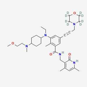 molecular formula C35H51N5O4 B12423911 N-[(1,2-Dihydro-4,6-dimethyl-2-oxo-3-pyridinyl)methyl]-3-[ethyl[trans-4-[(2-methoxyethyl)methylamino]cyclohexyl]amino]-2-methyl-5-[3-(4-morpholinyl)-1-propyn-1-yl]-benzamide-d8 